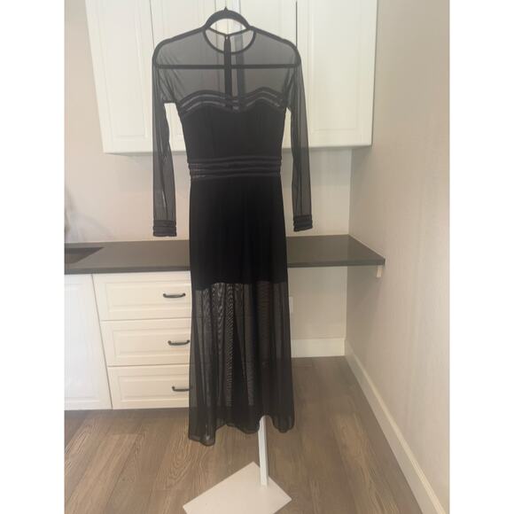 TADASHI stunning sheer black body con dress Size S gown cocktail formal holiday - Picture 4 of 13